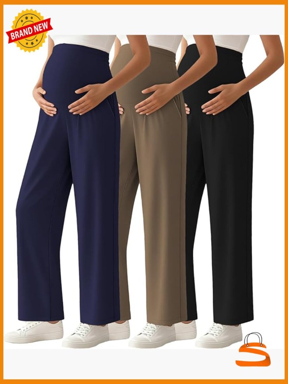 Maternity Palazzo Pants Over Belly Soft Lounge Stretch Wide Leg with Pockets
